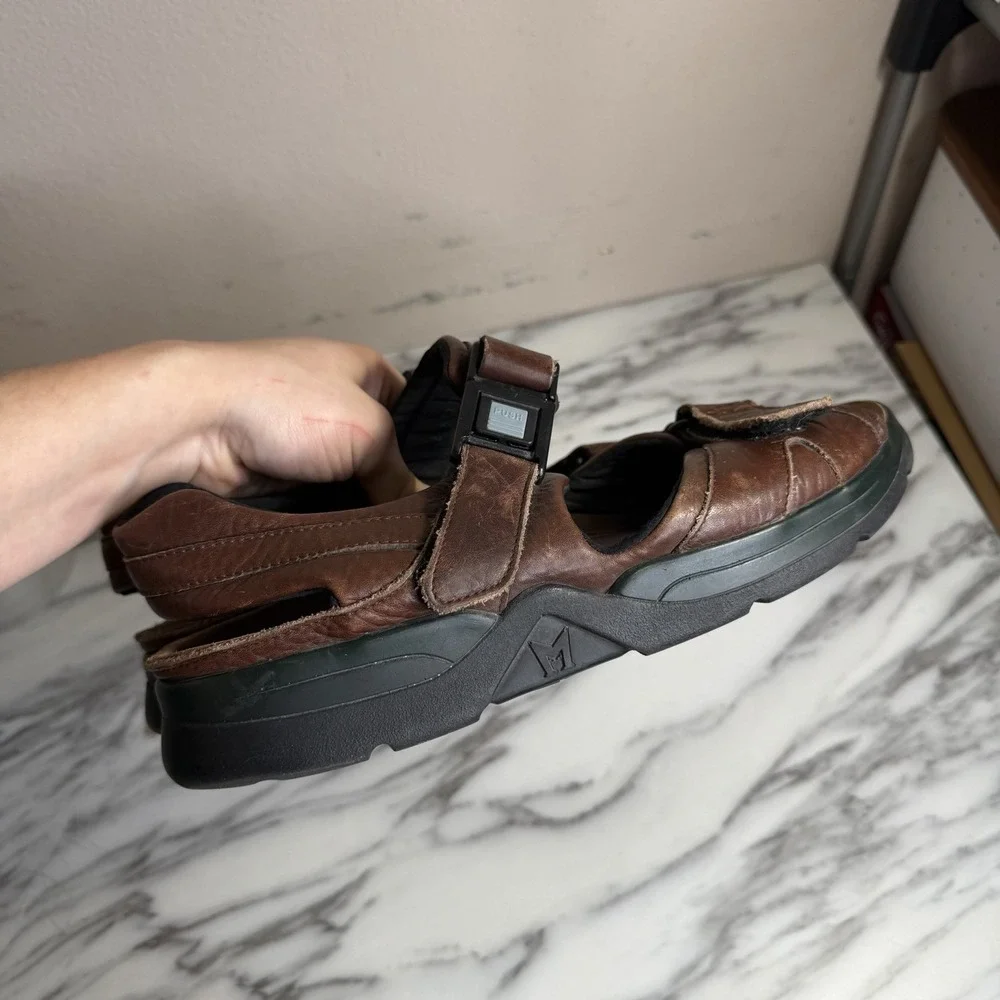Mephisto Shark Fit Mens Sandals Size EU45/US11 Brown Leather Outdoors Flawed*